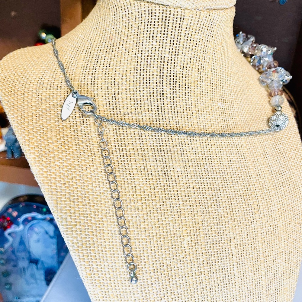 New York & Company Silver and Sparkle Cluster Necklace - Picture 3 of 3